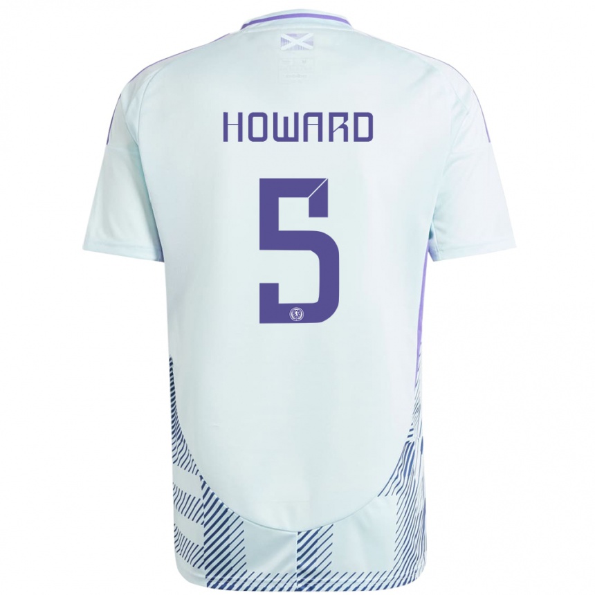 Kinder Fußball Schottland Sophie Howard #5 Helles Mintblau Auswärtstrikot Trikot 24-26 T-Shirt Luxemburg