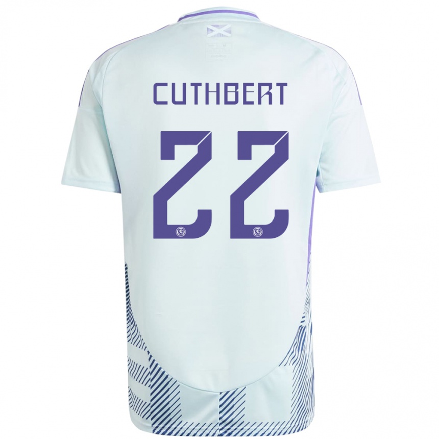 Kinder Fußball Schottland Erin Cuthbert #22 Helles Mintblau Auswärtstrikot Trikot 24-26 T-Shirt Luxemburg