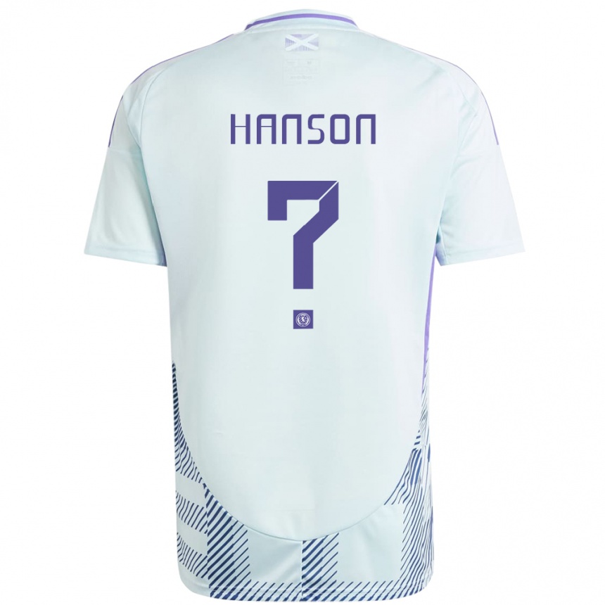 Kinder Fußball Schottland Kirsty Hanson #0 Helles Mintblau Auswärtstrikot Trikot 24-26 T-Shirt Luxemburg