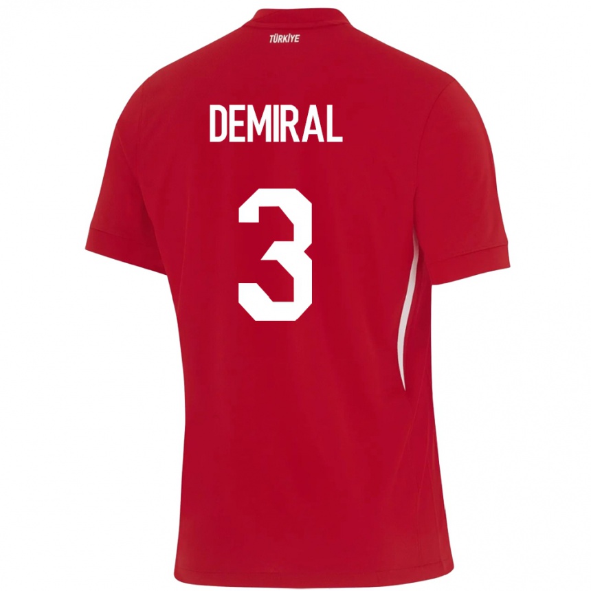 Kinder Fußball Türkei Merih Demiral #3 Rot Auswärtstrikot Trikot 24-26 T-Shirt Luxemburg