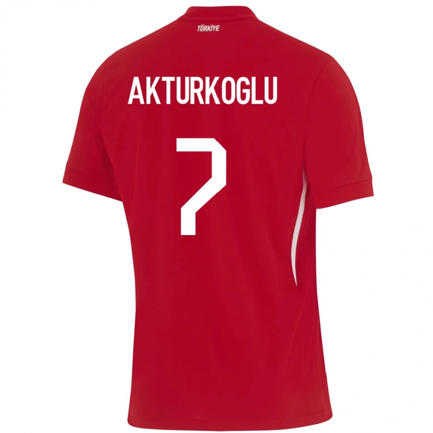 Kinder Fußball Türkei Kerem Aktürkoğlu #7 Rot Auswärtstrikot Trikot 24-26 T-Shirt Luxemburg