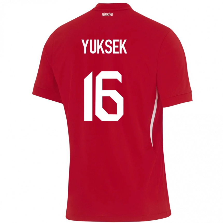 Kinder Fußball Türkei İsmail Yüksek #16 Rot Auswärtstrikot Trikot 24-26 T-Shirt Luxemburg