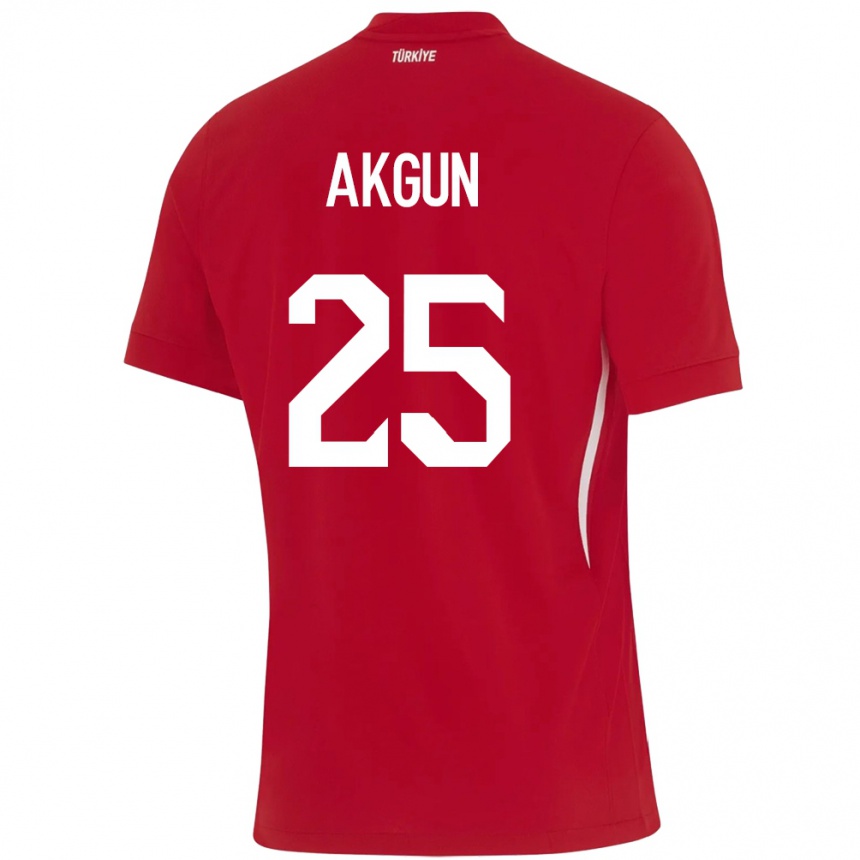 Kinder Fußball Türkei Yunus Akgün #25 Rot Auswärtstrikot Trikot 24-26 T-Shirt Luxemburg