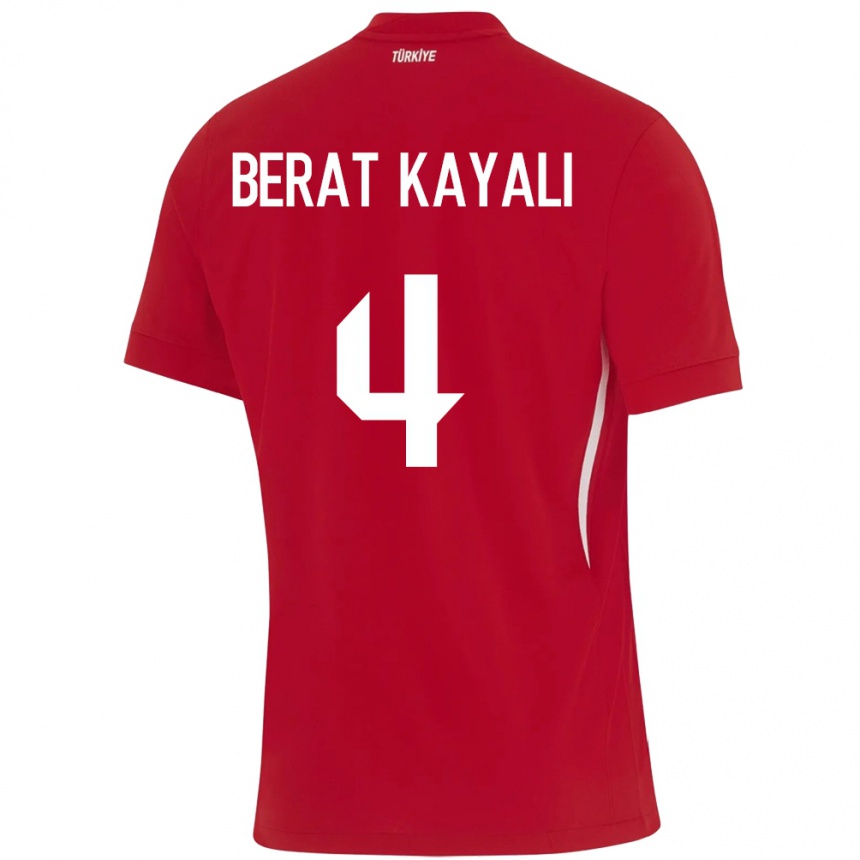 Kinder Fußball Türkei Hasan Berat Kayalı #4 Rot Auswärtstrikot Trikot 24-26 T-Shirt Luxemburg