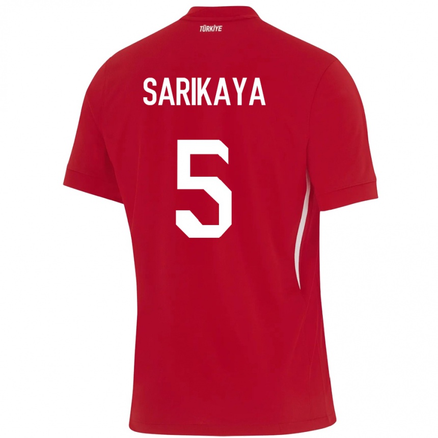 Kinder Fußball Türkei Efe Sarıkaya #5 Rot Auswärtstrikot Trikot 24-26 T-Shirt Luxemburg