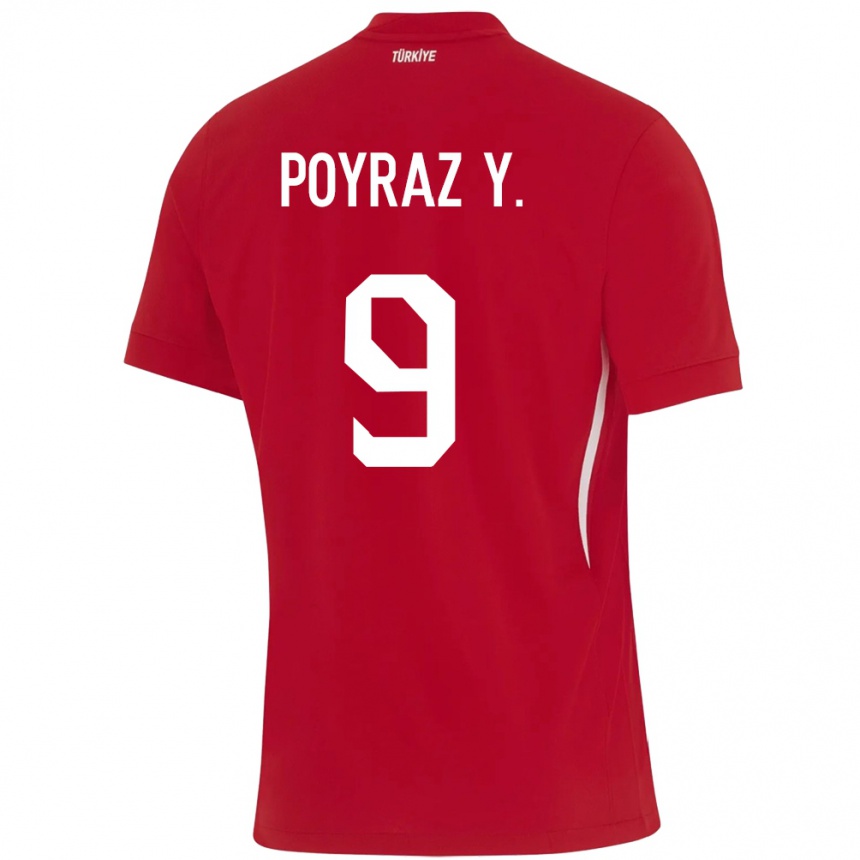 Kinder Fußball Türkei Poyraz Yıldırım #9 Rot Auswärtstrikot Trikot 24-26 T-Shirt Luxemburg