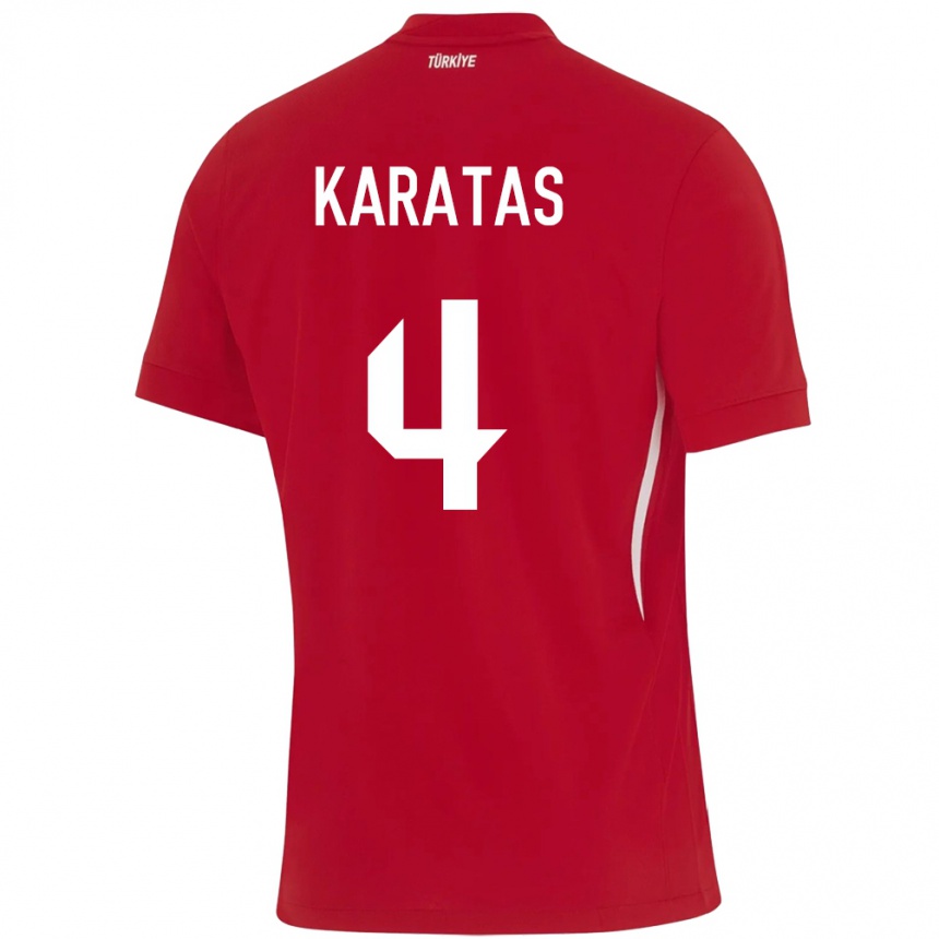 Kinder Fußball Türkei Eda Karataş #4 Rot Auswärtstrikot Trikot 24-26 T-Shirt Luxemburg