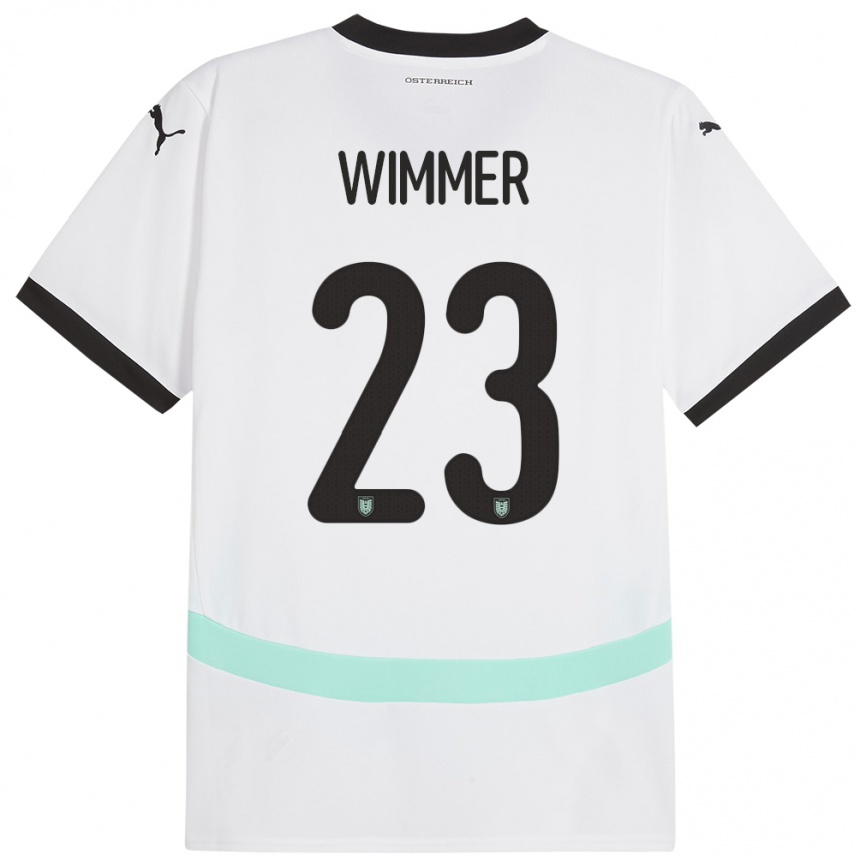 Kinder Fußball Österreich Patrick Wimmer #23 Weiß Auswärtstrikot Trikot 24-26 T-Shirt Luxemburg