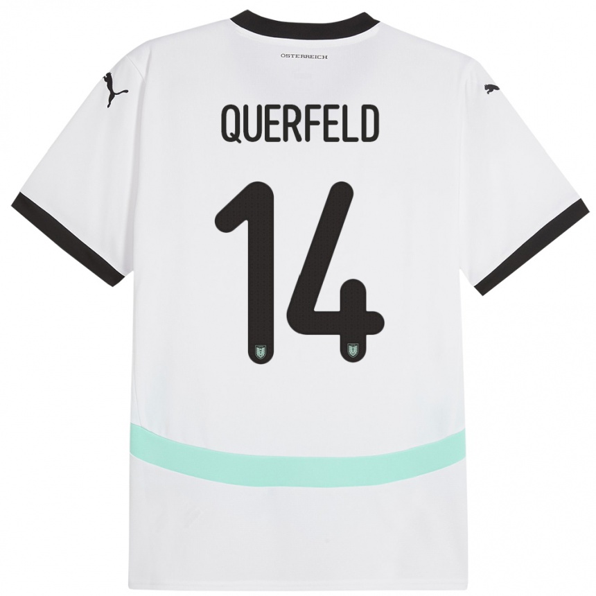 Kinder Fußball Österreich Leopold Querfeld #14 Weiß Auswärtstrikot Trikot 24-26 T-Shirt Luxemburg