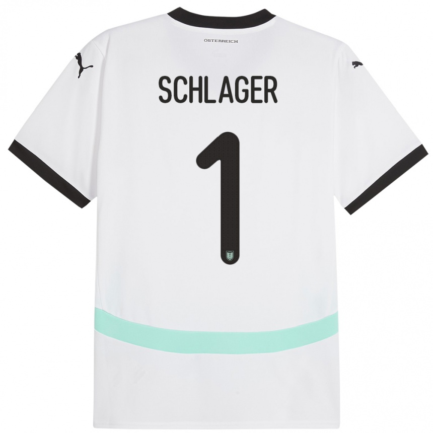 Kinder Fußball Österreich Alexander Schlager #1 Weiß Auswärtstrikot Trikot 24-26 T-Shirt Luxemburg