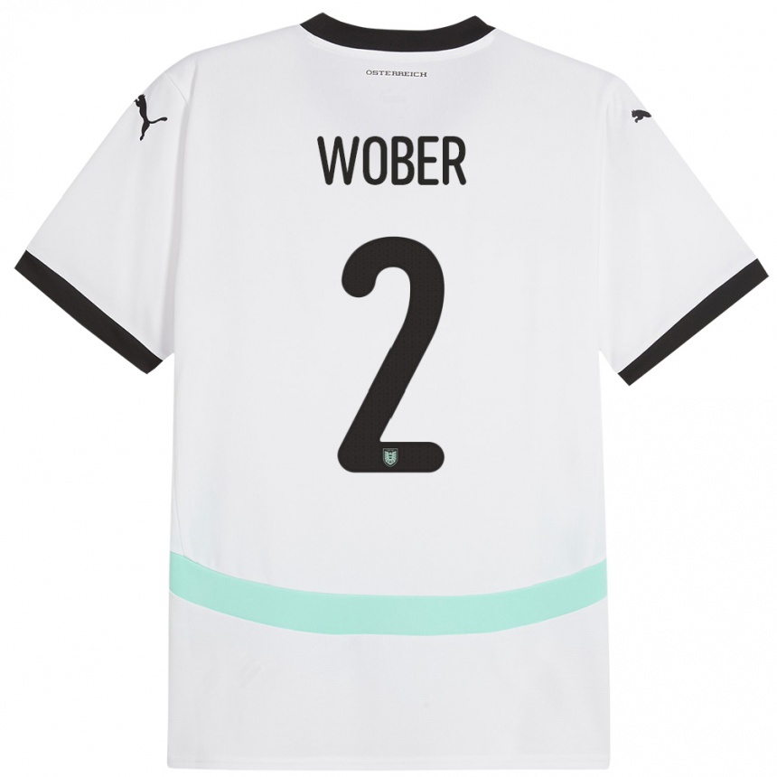 Kinder Fußball Österreich Maximilian Wöber #2 Weiß Auswärtstrikot Trikot 24-26 T-Shirt Luxemburg