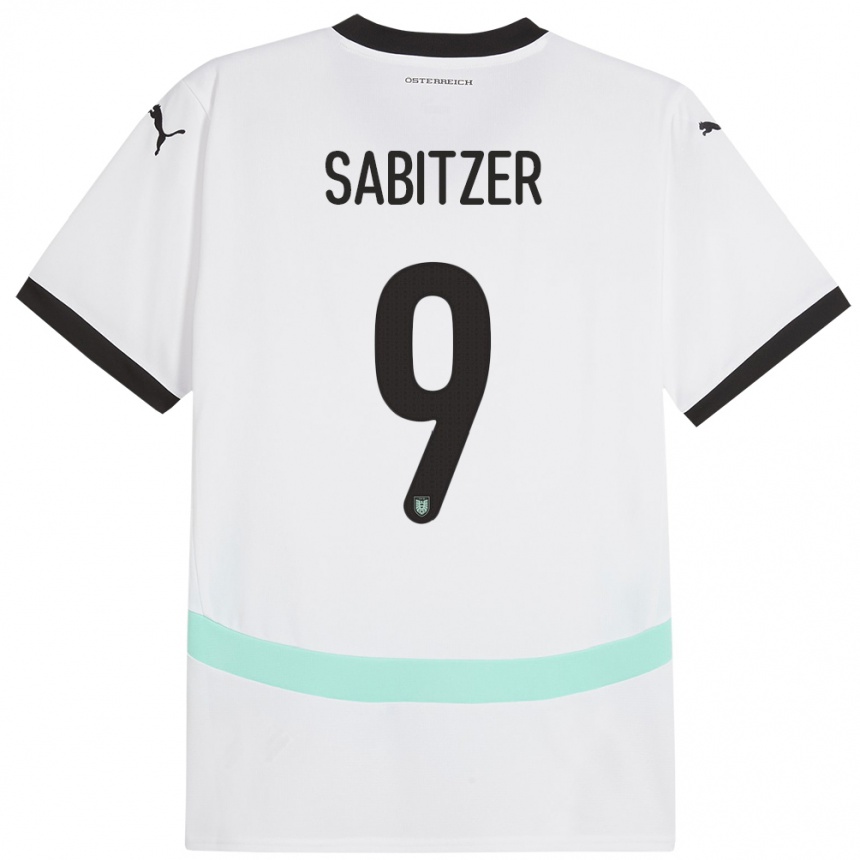 Kinder Fußball Österreich Marcel Sabitzer #9 Weiß Auswärtstrikot Trikot 24-26 T-Shirt Luxemburg