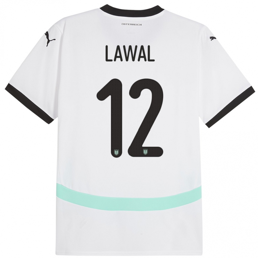 Kinder Fußball Österreich Tobias Lawal #12 Weiß Auswärtstrikot Trikot 24-26 T-Shirt Luxemburg