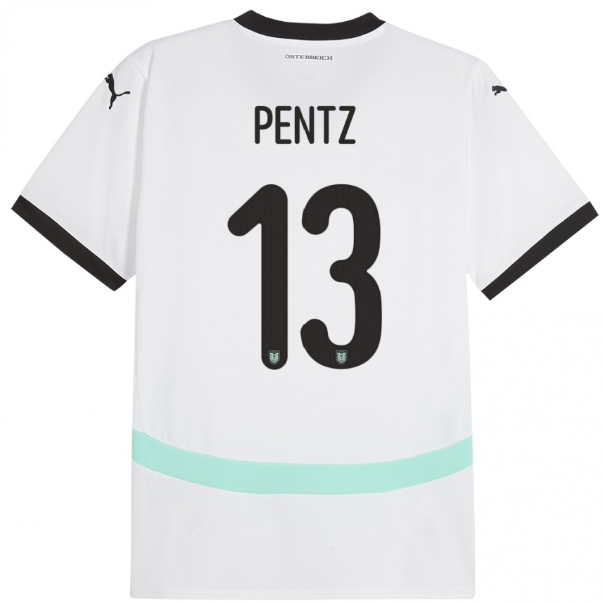 Kinder Fußball Österreich Patrick Pentz #13 Weiß Auswärtstrikot Trikot 24-26 T-Shirt Luxemburg