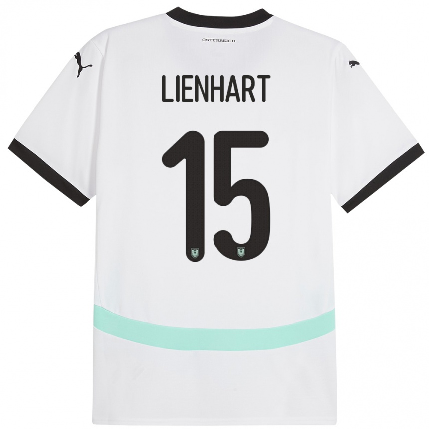 Kinder Fußball Österreich Philipp Lienhart #15 Weiß Auswärtstrikot Trikot 24-26 T-Shirt Luxemburg