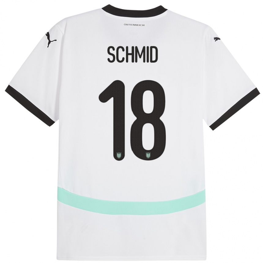 Kinder Fußball Österreich Romano Schmid #18 Weiß Auswärtstrikot Trikot 24-26 T-Shirt Luxemburg