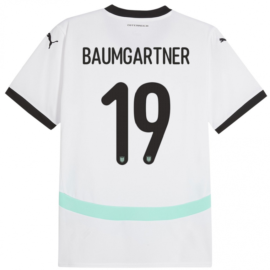 Kinder Fußball Österreich Christoph Baumgartner #19 Weiß Auswärtstrikot Trikot 24-26 T-Shirt Luxemburg