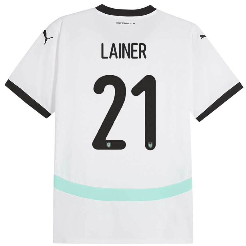 Kinder Fußball Österreich Stefan Lainer #21 Weiß Auswärtstrikot Trikot 24-26 T-Shirt Luxemburg