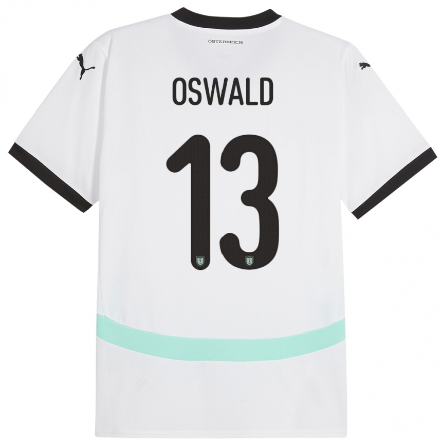 Kinder Fußball Österreich Moritz Oswald #13 Weiß Auswärtstrikot Trikot 24-26 T-Shirt Luxemburg