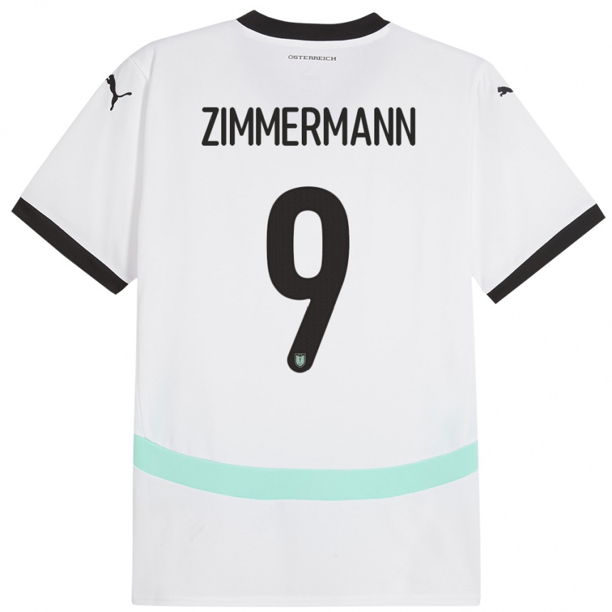 Kinder Fußball Österreich Bernhard Zimmermann #9 Weiß Auswärtstrikot Trikot 24-26 T-Shirt Luxemburg