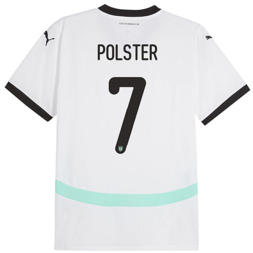 Kinder Fußball Österreich Manuel Polster #7 Weiß Auswärtstrikot Trikot 24-26 T-Shirt Luxemburg