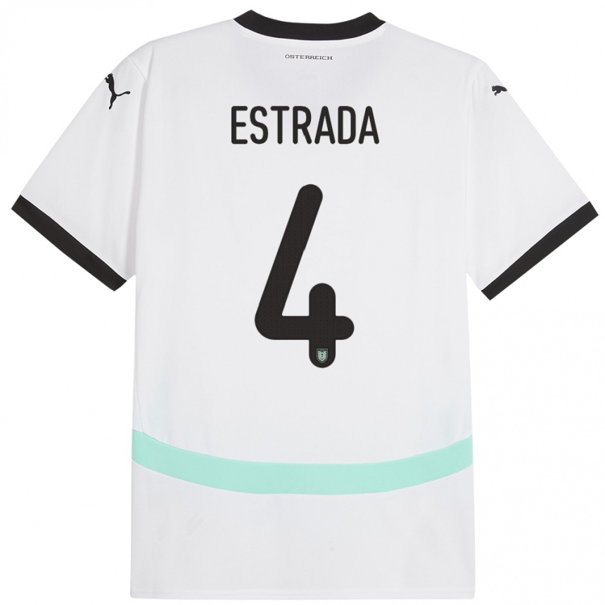 Kinder Fußball Österreich Pascal Estrada #4 Weiß Auswärtstrikot Trikot 24-26 T-Shirt Luxemburg