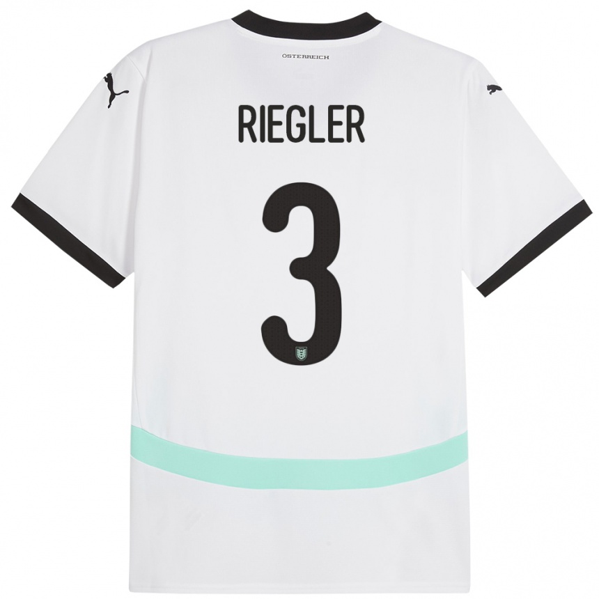 Kinder Fußball Österreich David Riegler #3 Weiß Auswärtstrikot Trikot 24-26 T-Shirt Luxemburg