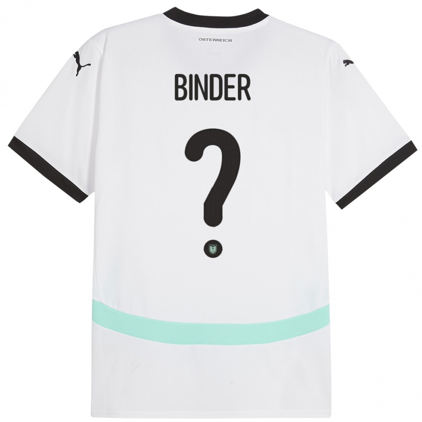 Kinder Fußball Österreich Nicolas Binder #0 Weiß Auswärtstrikot Trikot 24-26 T-Shirt Luxemburg