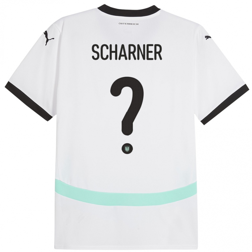 Kinder Fußball Österreich Benedict Scharner #0 Weiß Auswärtstrikot Trikot 24-26 T-Shirt Luxemburg