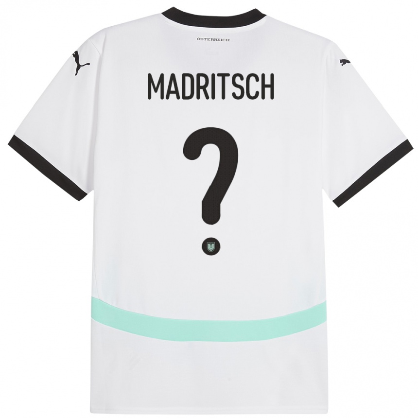 Kinder Fußball Österreich Diego Madritsch #0 Weiß Auswärtstrikot Trikot 24-26 T-Shirt Luxemburg