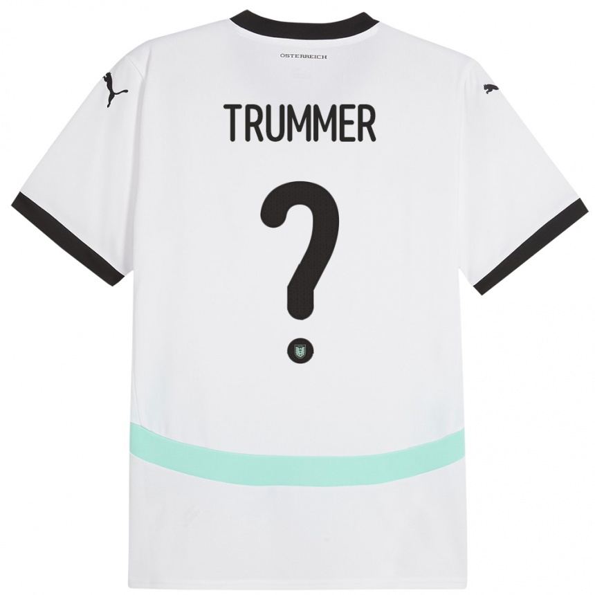 Kinder Fußball Österreich Tim Trummer #0 Weiß Auswärtstrikot Trikot 24-26 T-Shirt Luxemburg