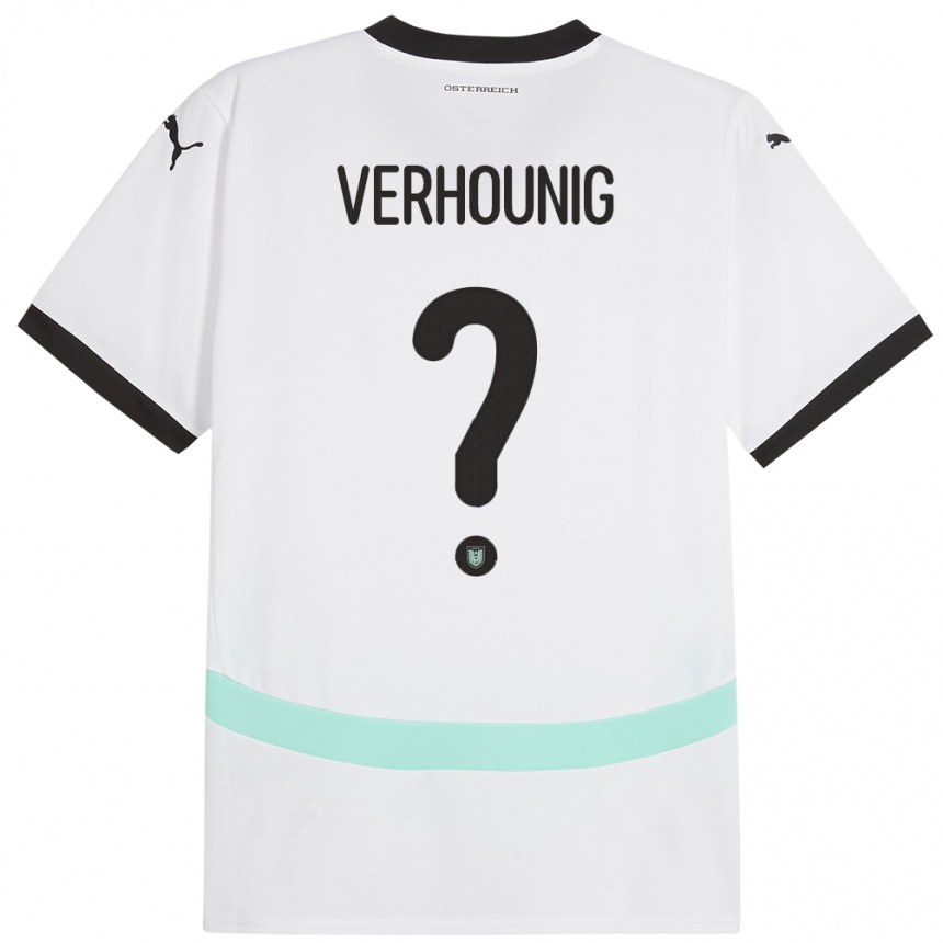 Kinder Fußball Österreich Phillip Verhounig #0 Weiß Auswärtstrikot Trikot 24-26 T-Shirt Luxemburg