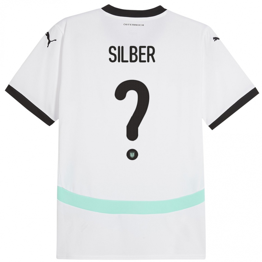 Kinder Fußball Österreich Fabian Silber #0 Weiß Auswärtstrikot Trikot 24-26 T-Shirt Luxemburg