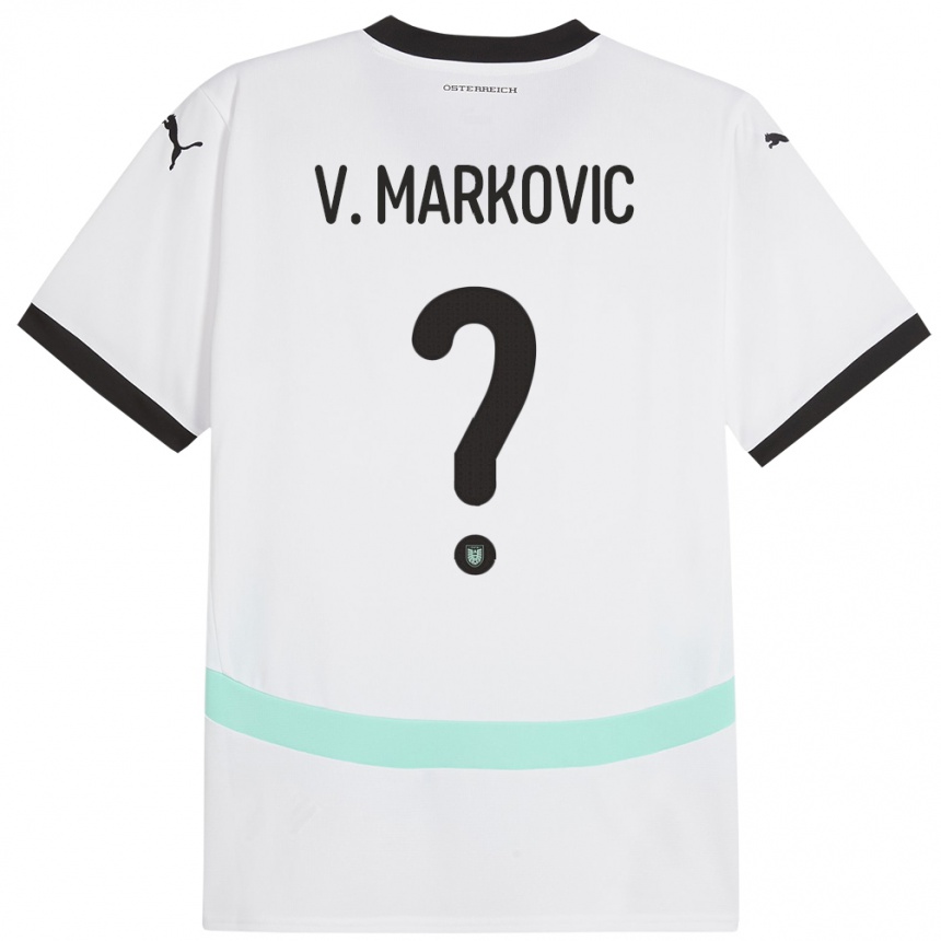 Kinder Fußball Österreich Vasilije Markovic #0 Weiß Auswärtstrikot Trikot 24-26 T-Shirt Luxemburg