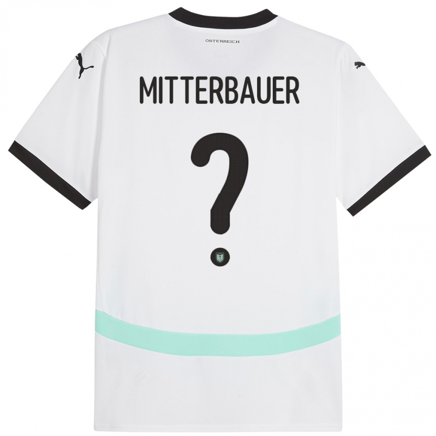 Kinder Fußball Österreich Elias Mitterbauer #0 Weiß Auswärtstrikot Trikot 24-26 T-Shirt Luxemburg