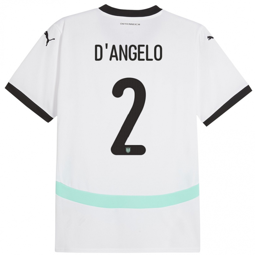 Kinder Fußball Österreich Chiara D’angelo #2 Weiß Auswärtstrikot Trikot 24-26 T-Shirt Luxemburg