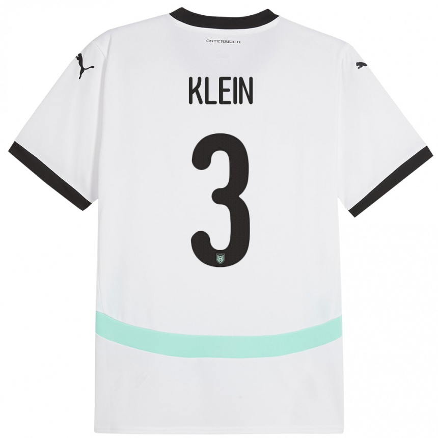 Kinder Fußball Österreich Jennifer Klein #3 Weiß Auswärtstrikot Trikot 24-26 T-Shirt Luxemburg