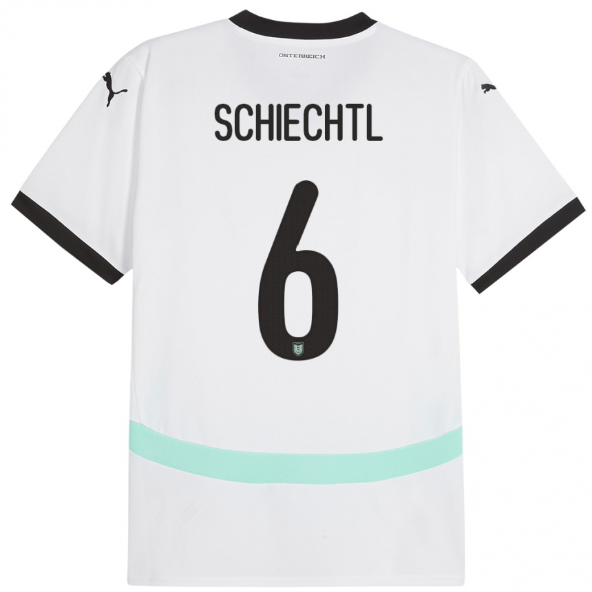 Kinder Fußball Österreich Katharina Schiechtl #6 Weiß Auswärtstrikot Trikot 24-26 T-Shirt Luxemburg