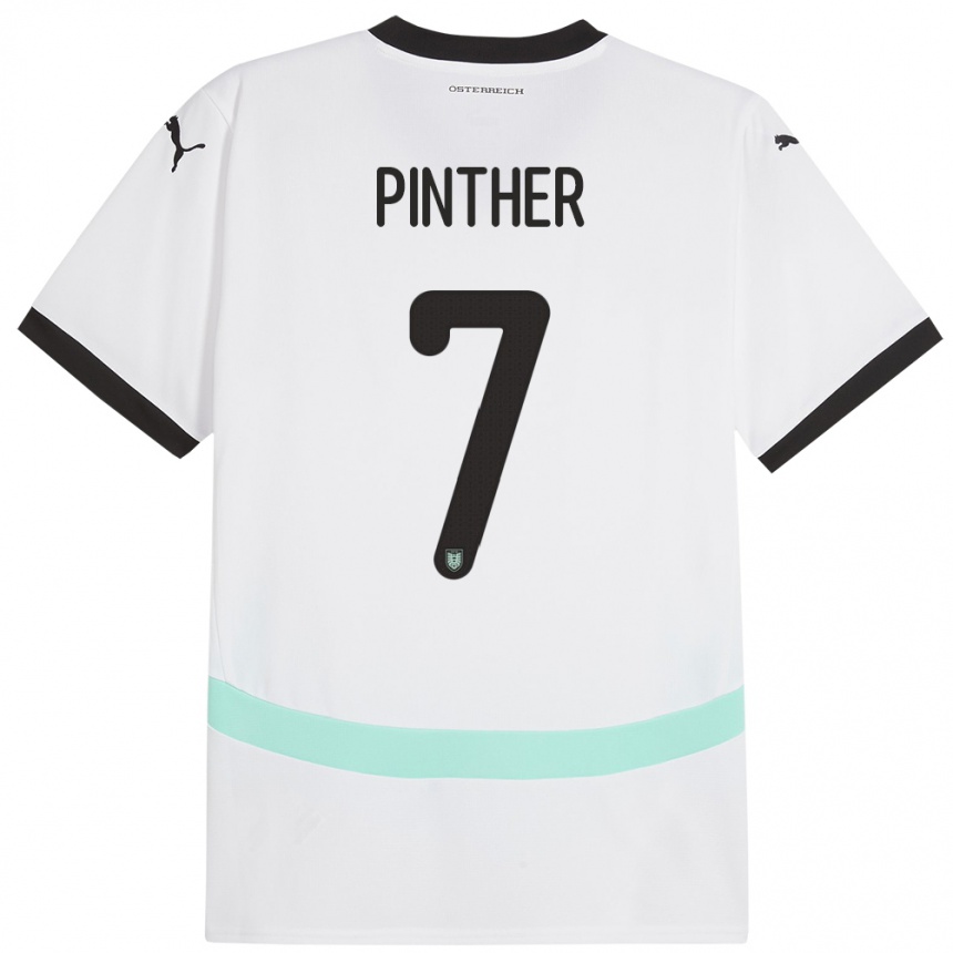 Kinder Fußball Österreich Viktoria Pinther #7 Weiß Auswärtstrikot Trikot 24-26 T-Shirt Luxemburg