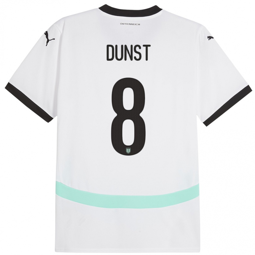 Kinder Fußball Österreich Barbara Dunst #8 Weiß Auswärtstrikot Trikot 24-26 T-Shirt Luxemburg