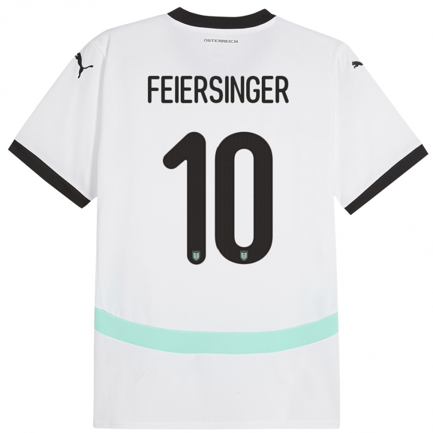 Kinder Fußball Österreich Laura Feiersinger #10 Weiß Auswärtstrikot Trikot 24-26 T-Shirt Luxemburg