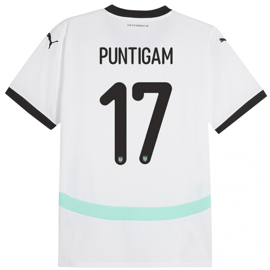 Kinder Fußball Österreich Sarah Puntigam #17 Weiß Auswärtstrikot Trikot 24-26 T-Shirt Luxemburg