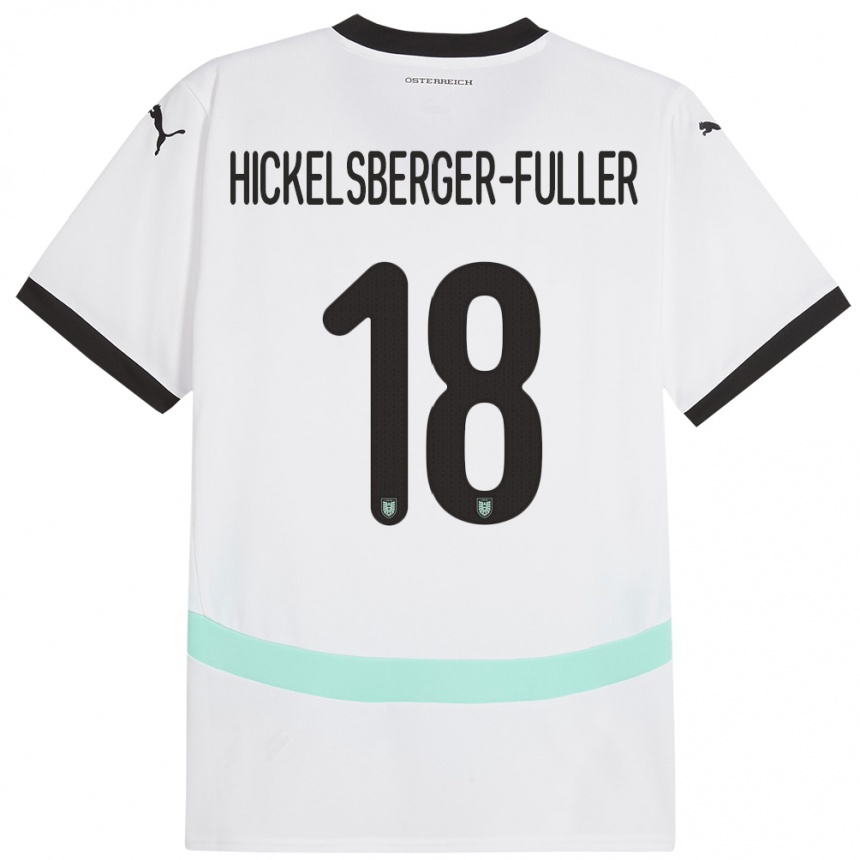 Kinder Fußball Österreich Julia Hickelsberger-Füller #18 Weiß Auswärtstrikot Trikot 24-26 T-Shirt Luxemburg