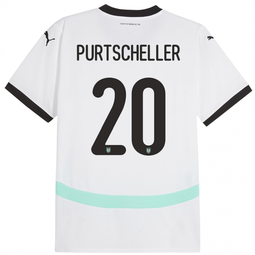 Kinder Fußball Österreich Lilli Purtscheller #20 Weiß Auswärtstrikot Trikot 24-26 T-Shirt Luxemburg