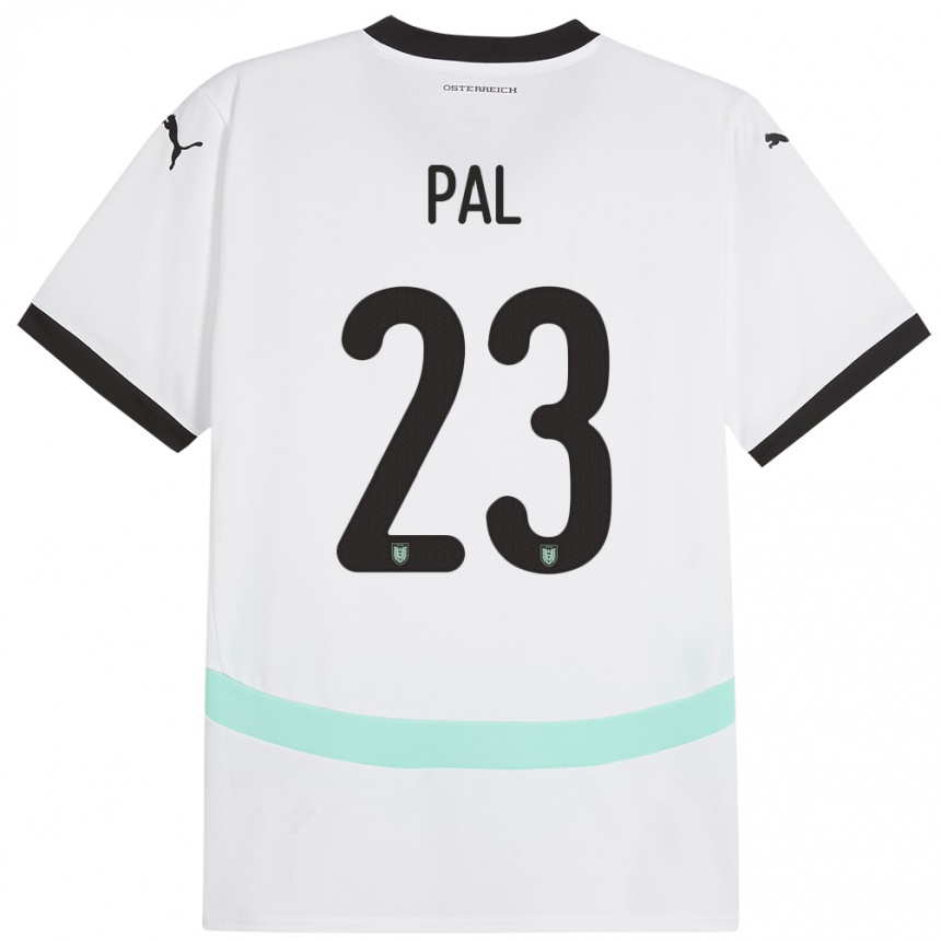 Kinder Fußball Österreich Jasmin Pal #23 Weiß Auswärtstrikot Trikot 24-26 T-Shirt Luxemburg