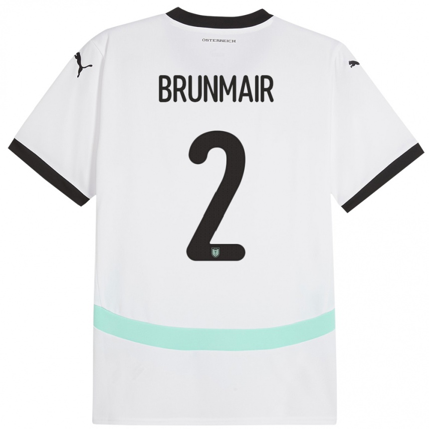 Kinder Fußball Österreich Livia Brunmair #2 Weiß Auswärtstrikot Trikot 24-26 T-Shirt Luxemburg