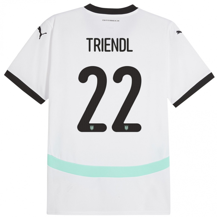 Kinder Fußball Österreich Lena Triendl #22 Weiß Auswärtstrikot Trikot 24-26 T-Shirt Luxemburg