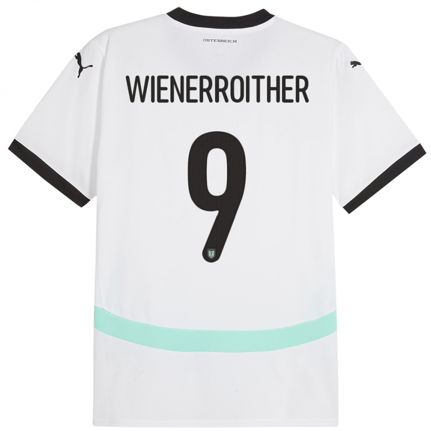 Kinder Fußball Österreich Katja Wienerroither #9 Weiß Auswärtstrikot Trikot 24-26 T-Shirt Luxemburg