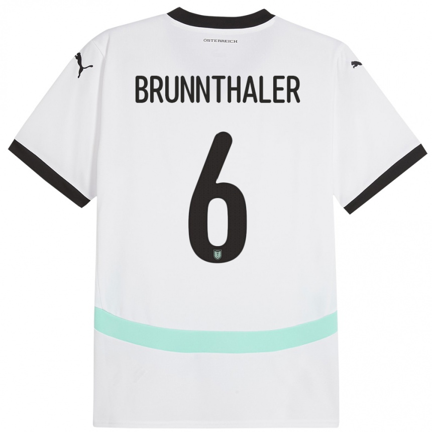 Kinder Fußball Österreich Melanie Brunnthaler #6 Weiß Auswärtstrikot Trikot 24-26 T-Shirt Luxemburg