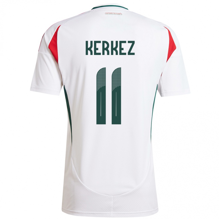 Kinder Fußball Ungarn Milos Kerkez #11 Weiß Auswärtstrikot Trikot 24-26 T-Shirt Luxemburg